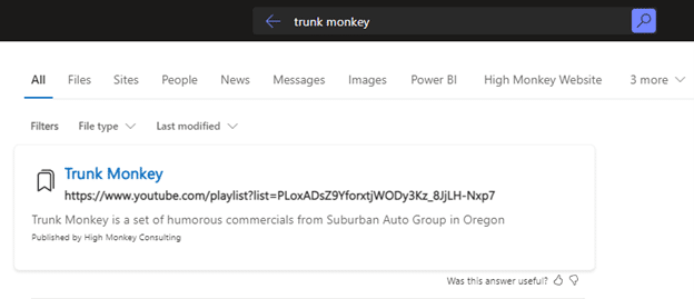 screenshot of Trunk Monkey search result