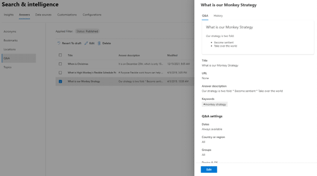 screenshot of What is Our Monkey strategy selected in Q&A