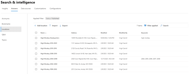 screenshot of Search & Intelligence Dashboard