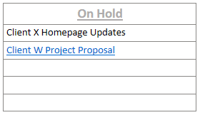 On hold Kanban section