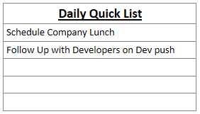 Daily quick list Kanban section