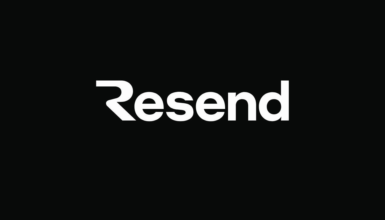 Resend logo displayed in white text on a black background.