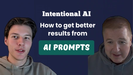 Episode thumbnail for Discussing Stupid Season 3 Episode 17, Intentional AI series, featuring hosts Virgil and Cole, with episode title text on a dark background.