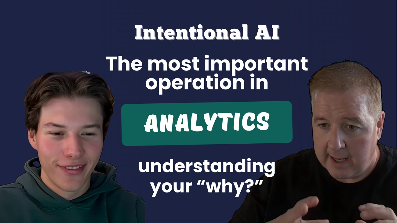 Episode thumbnail for Discussing Stupid Season 3 Episode 16, Intentional AI series, featuring hosts Virgil and Cole, with episode title text on a dark background.