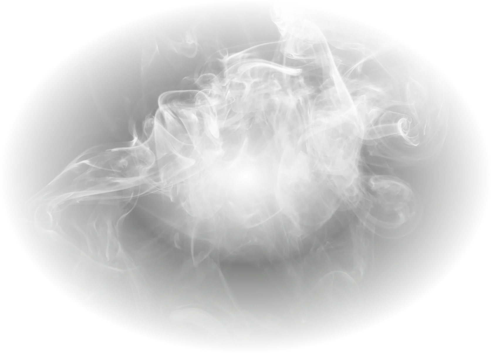 White smoke swirling against a black background.