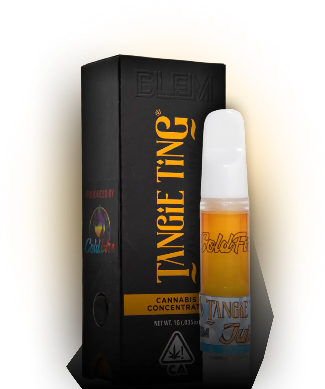 Tangie Ting cannabis concentrate vape cart highlighting high THC flower California product line