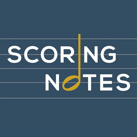 Texte blanc « SCORING NOTES » sur fond bleu avec une note de musique dorée intégrée dans le mot « NOTES ». Le logo héberge un lien qui renvoie vers un article sur la technologie OMR. 