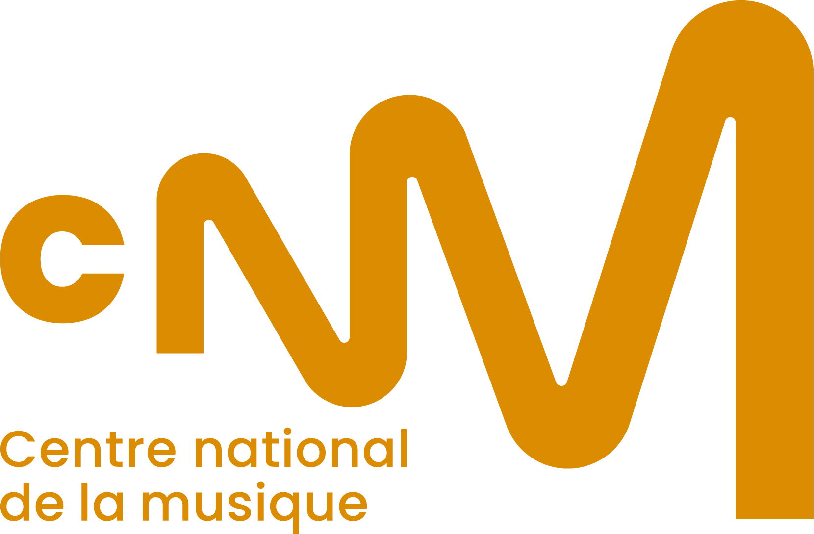 Logo orange du Centre national de la musique avec des lettres stylisées cNM et le texte « Centre national de la musique » en dessous. Le logo héberge un lien qui redirige vers le site du Centre national de la musique. 
