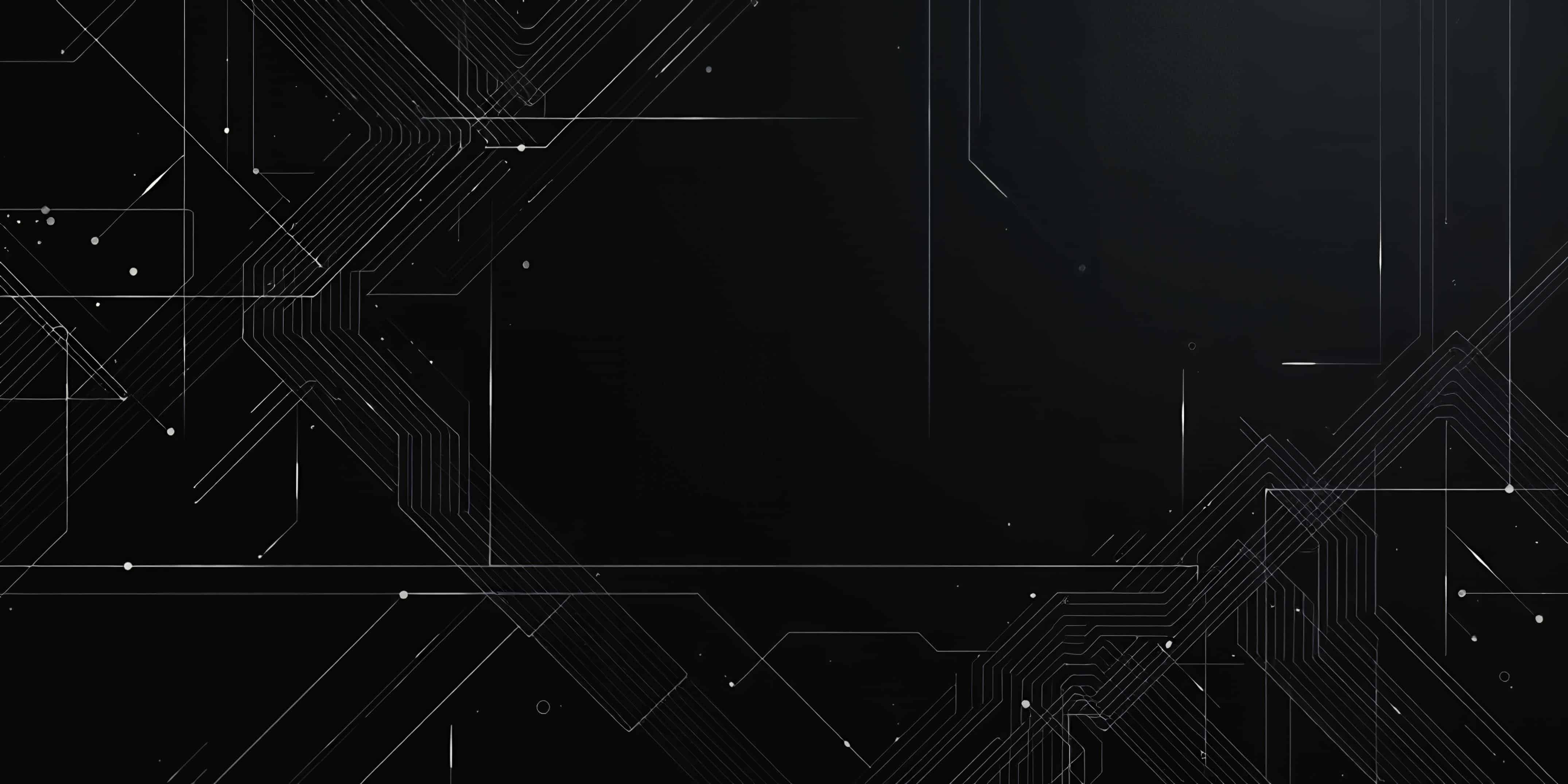 Dark futuristic background with thin glowing circuit-like lines and geometric patterns, resembling a digital motherboard or tech interface.