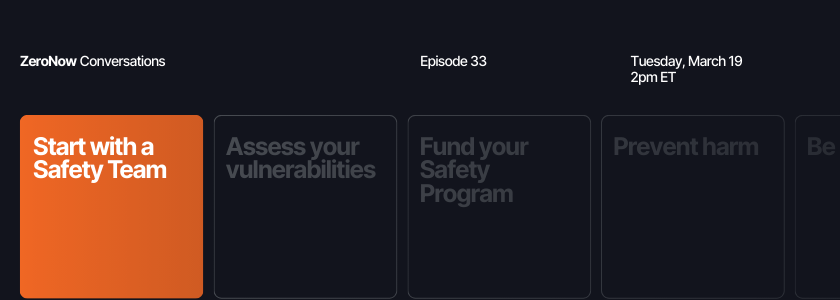 March 19, 2pm ET: Start with a Safety Team