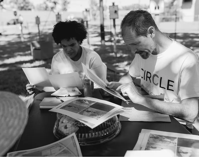 Image of Justin reviewing map work