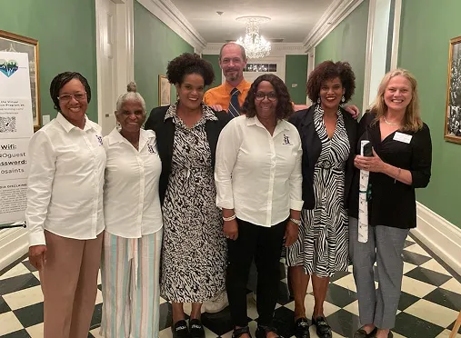 Image of Justin and collaborators inside a building