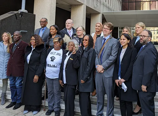 Image of people outside court house