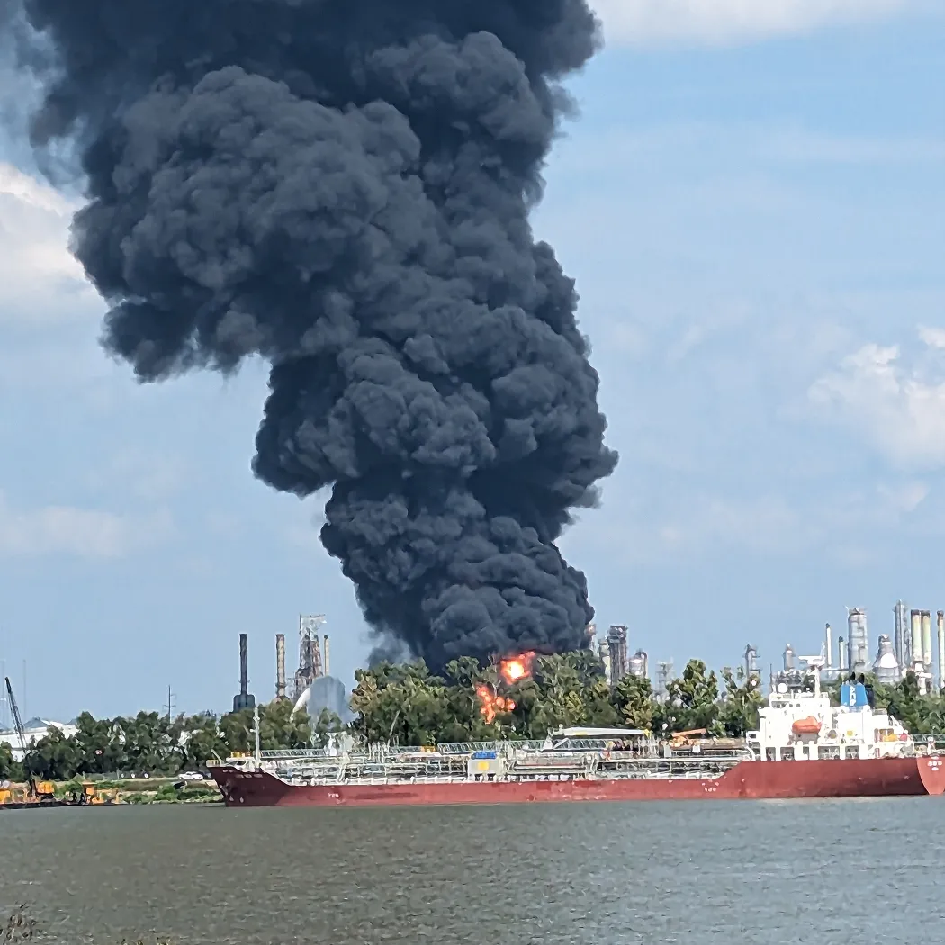 Ship burning in Louisiana