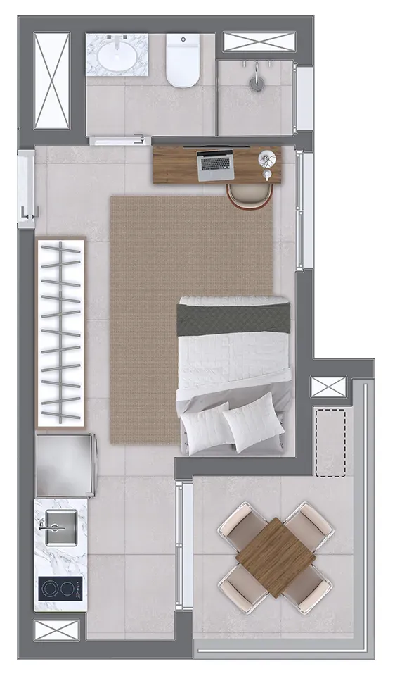 imagem da planta Studio Residencial  24m²