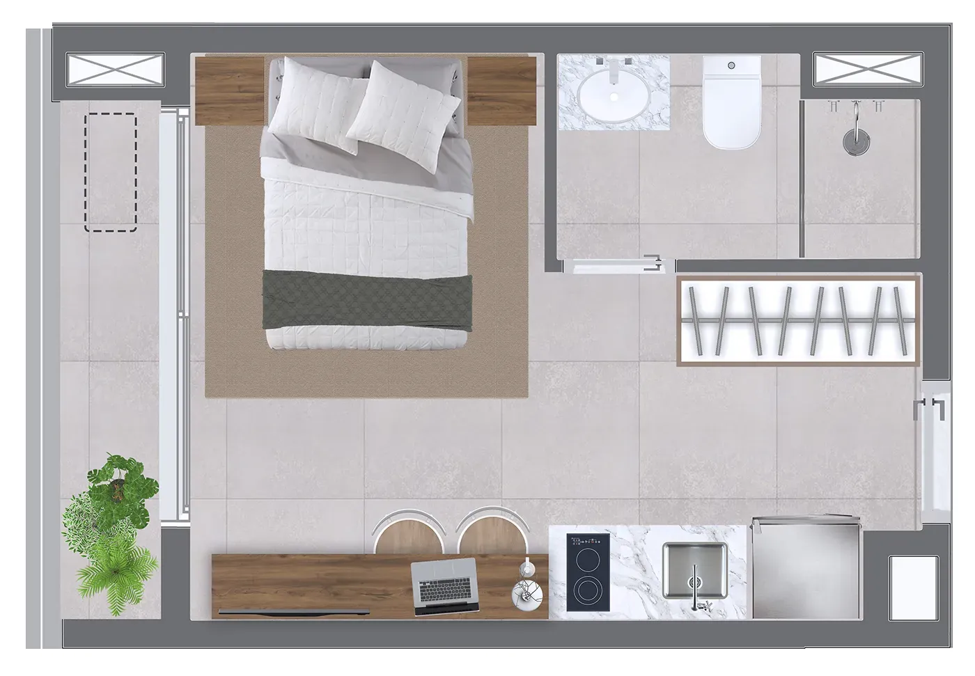 imagem da planta Studio Residencial  24m²