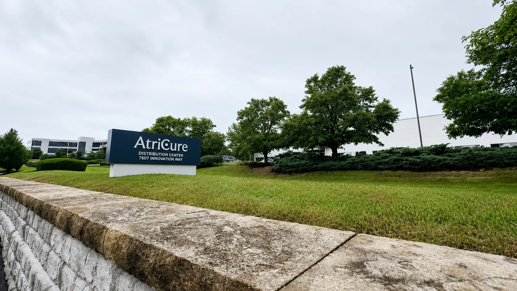 Exterior view of AtriCure's main distribution center from the street, renovated by Oswald Company.