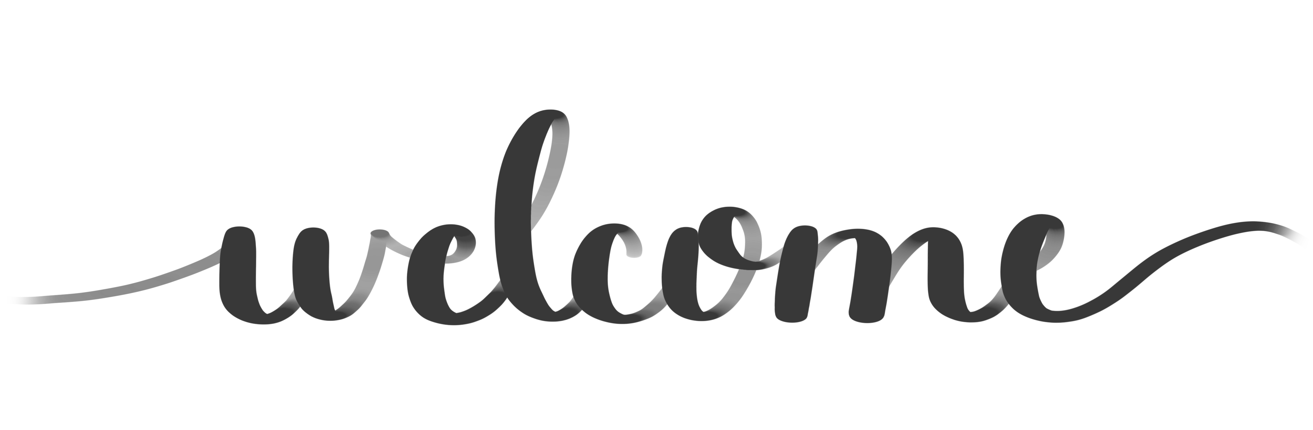 "Welcome" written in dark gray cursive script.