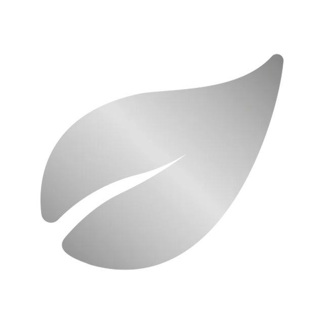 Silver swirled abstract shape with a smooth gradient on a white background.