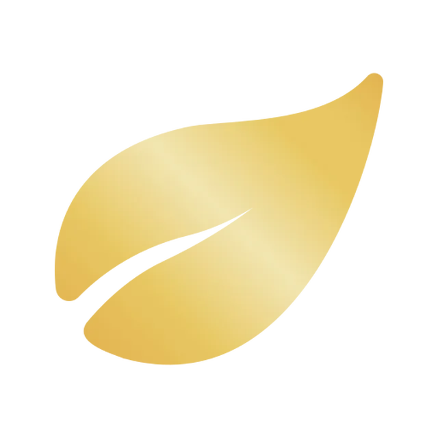 Shiny gold abstract curved shape on a white background.