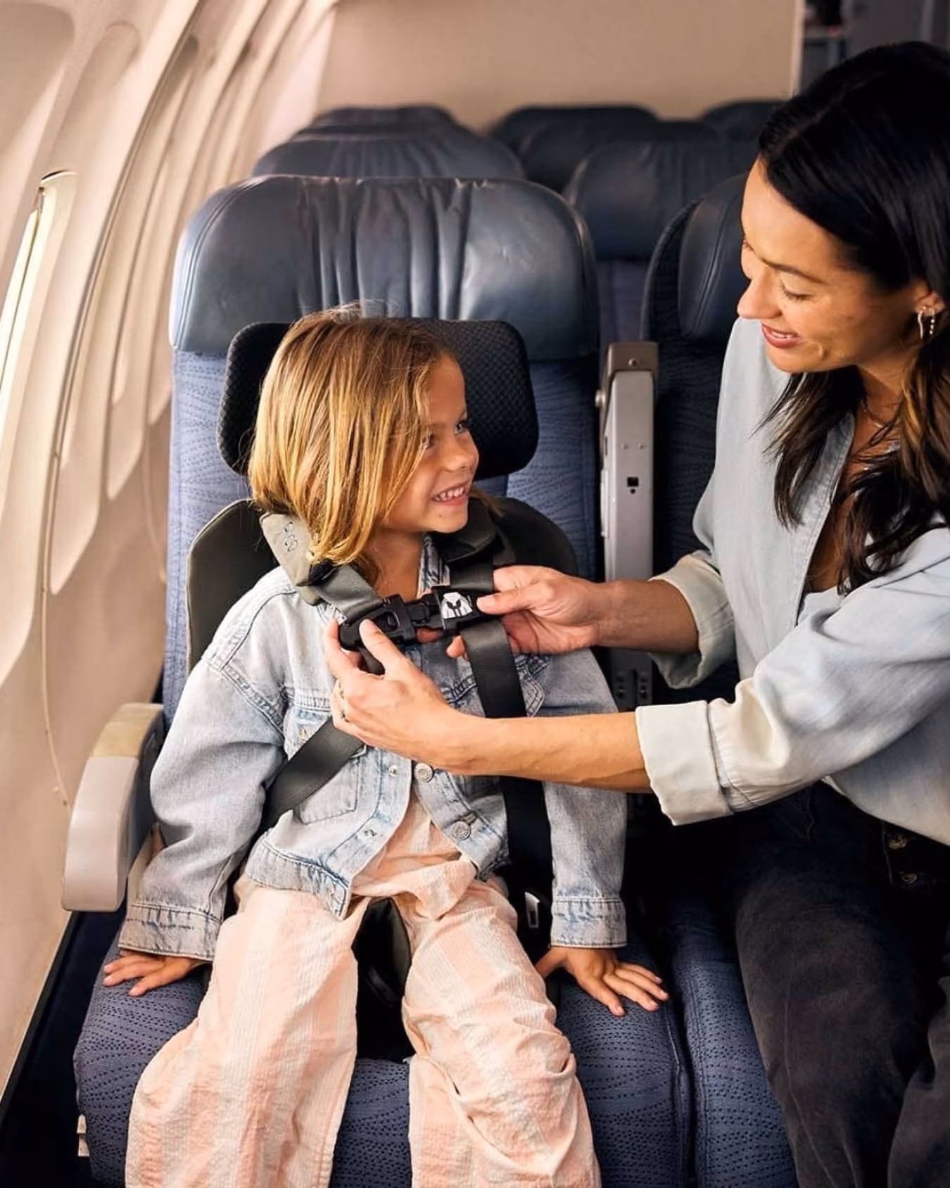 Child buckled into a car seat