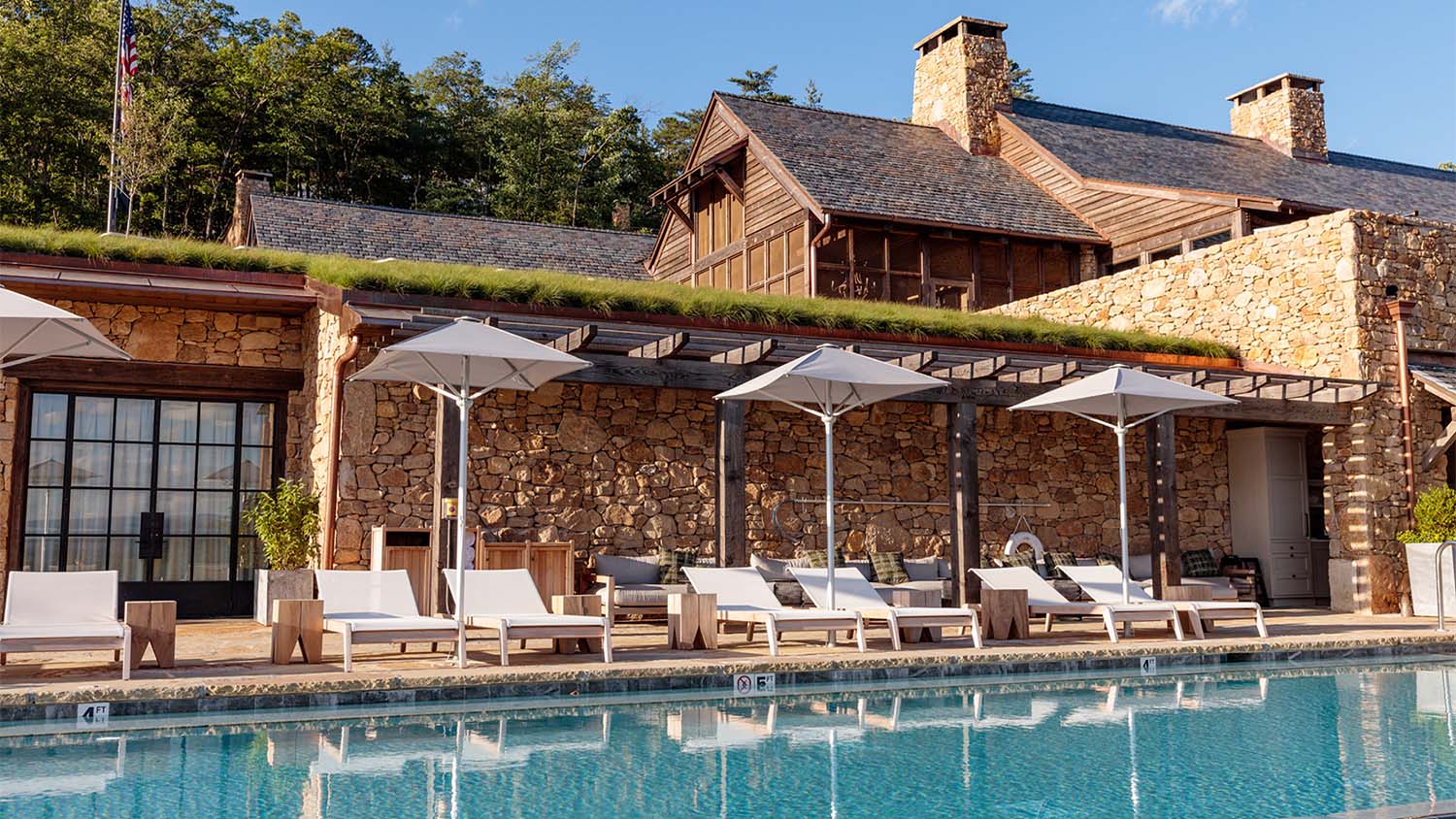 Pool area at Blackberry Mountain built by Johnson & Galyon