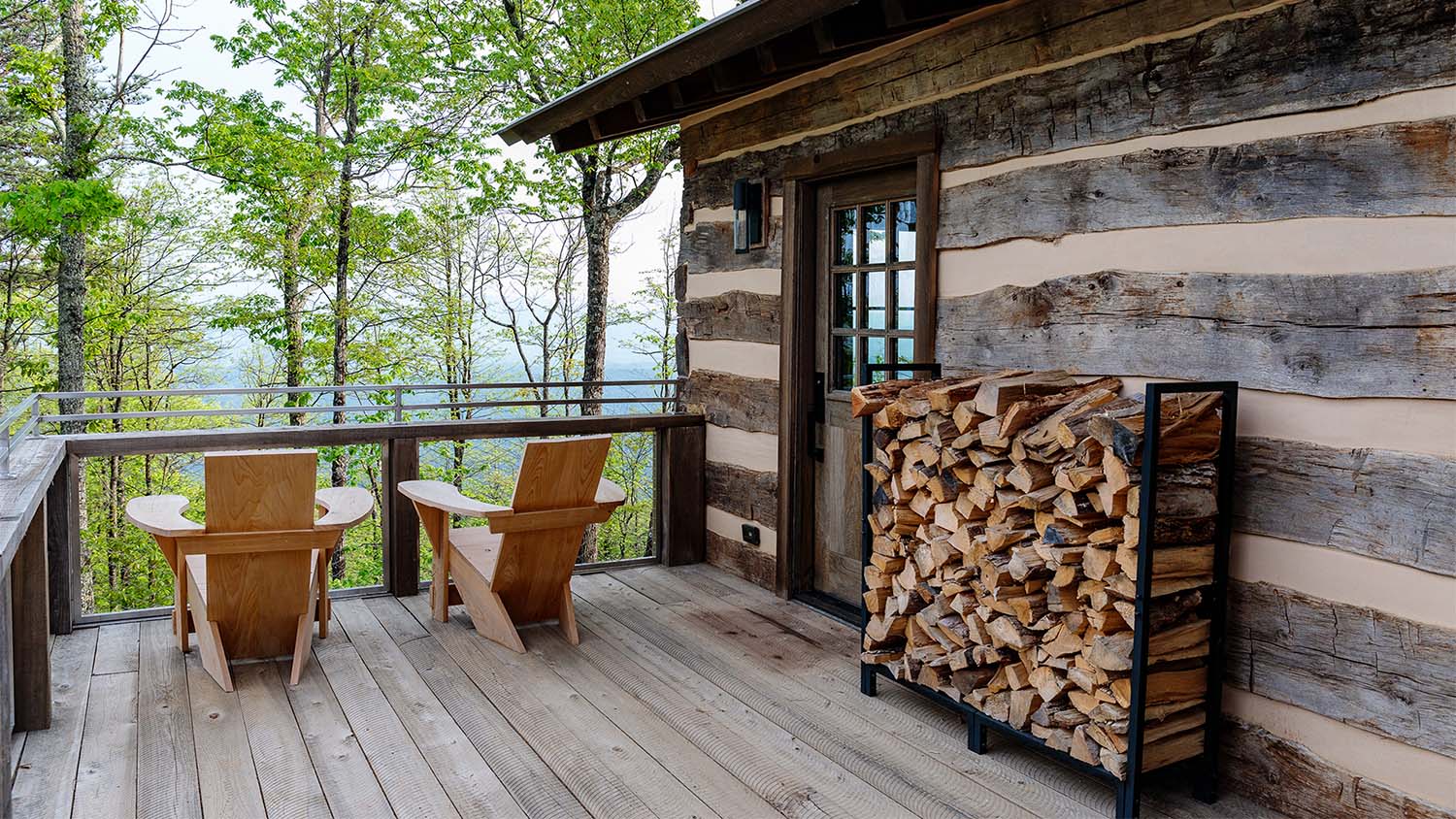 Porch on a cabin at Blackberry Mountain
