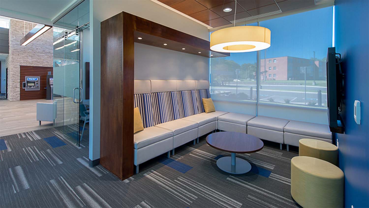 Seating area in ORNL Federal Credit Union Rutgers