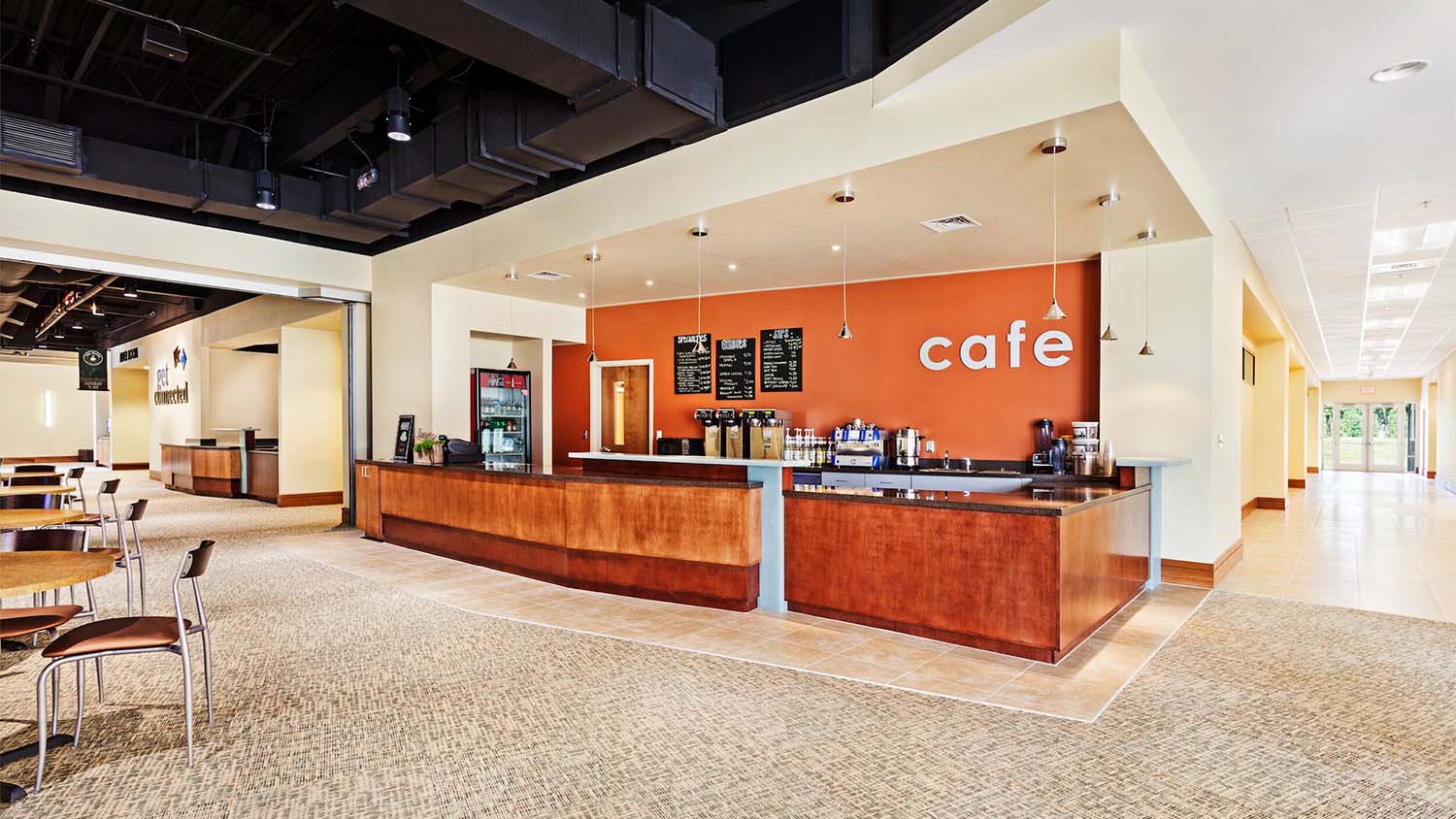 Lobby and cafe in Two Rivers Church