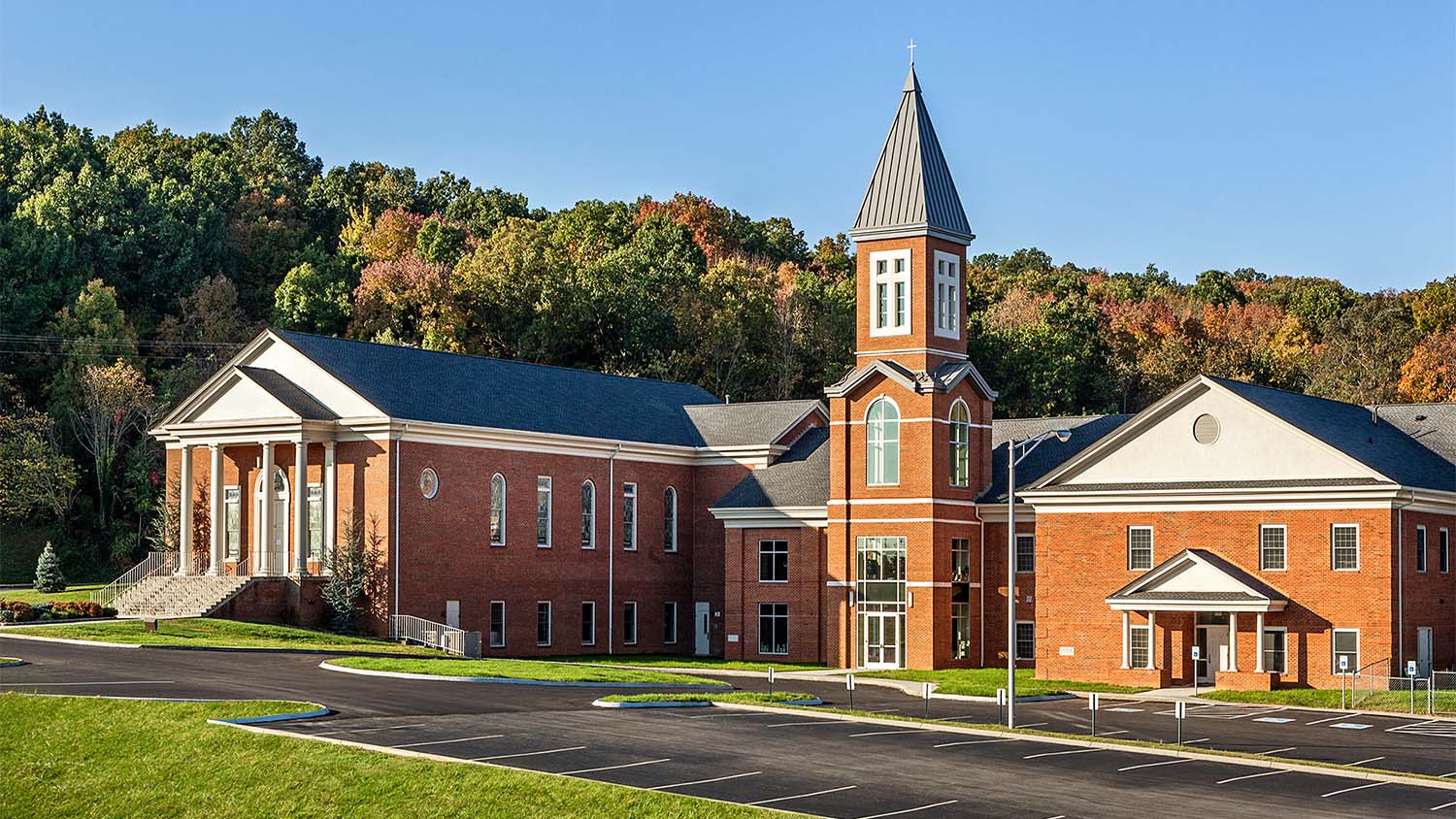 Rear exterior view of First Baptist Church of Dandridge
