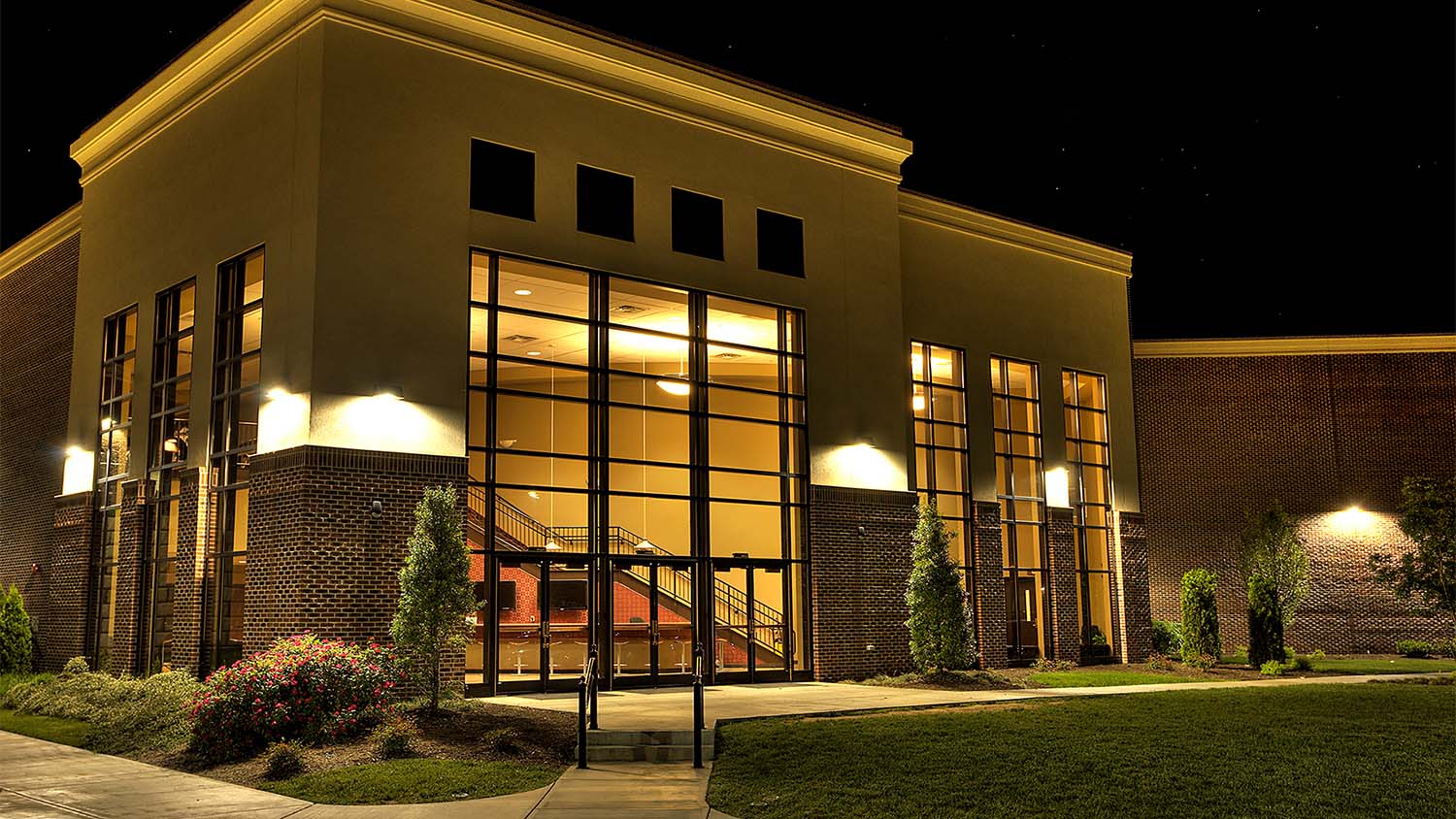 Exterior night view of First Baptist Concord