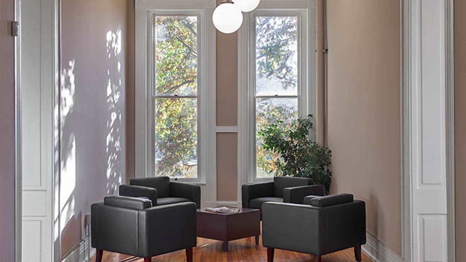 Seating area in the Lakeshore Administration Building Renovation
