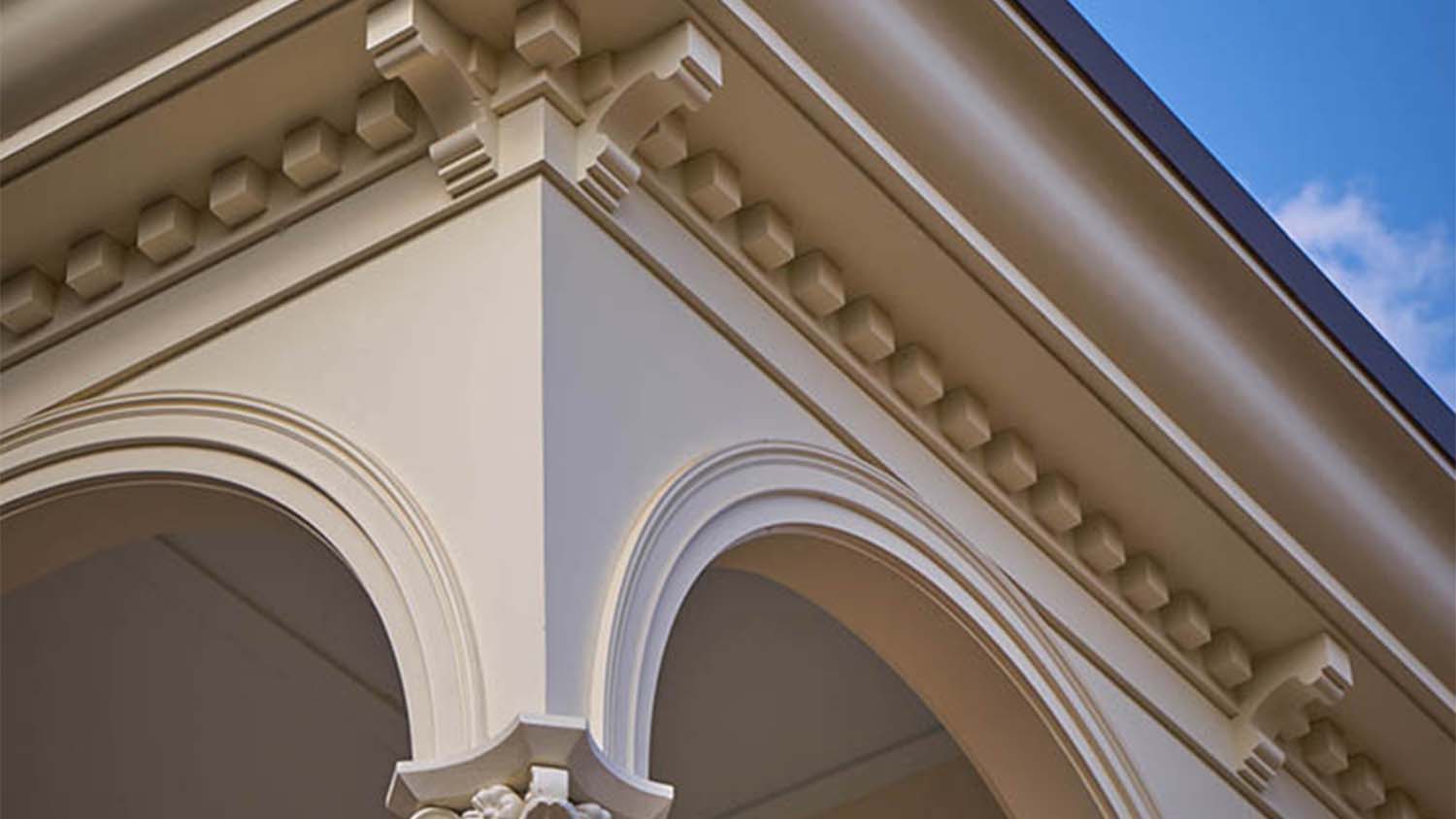 Exterior trim on the Lakeshore Administration Building Renovation