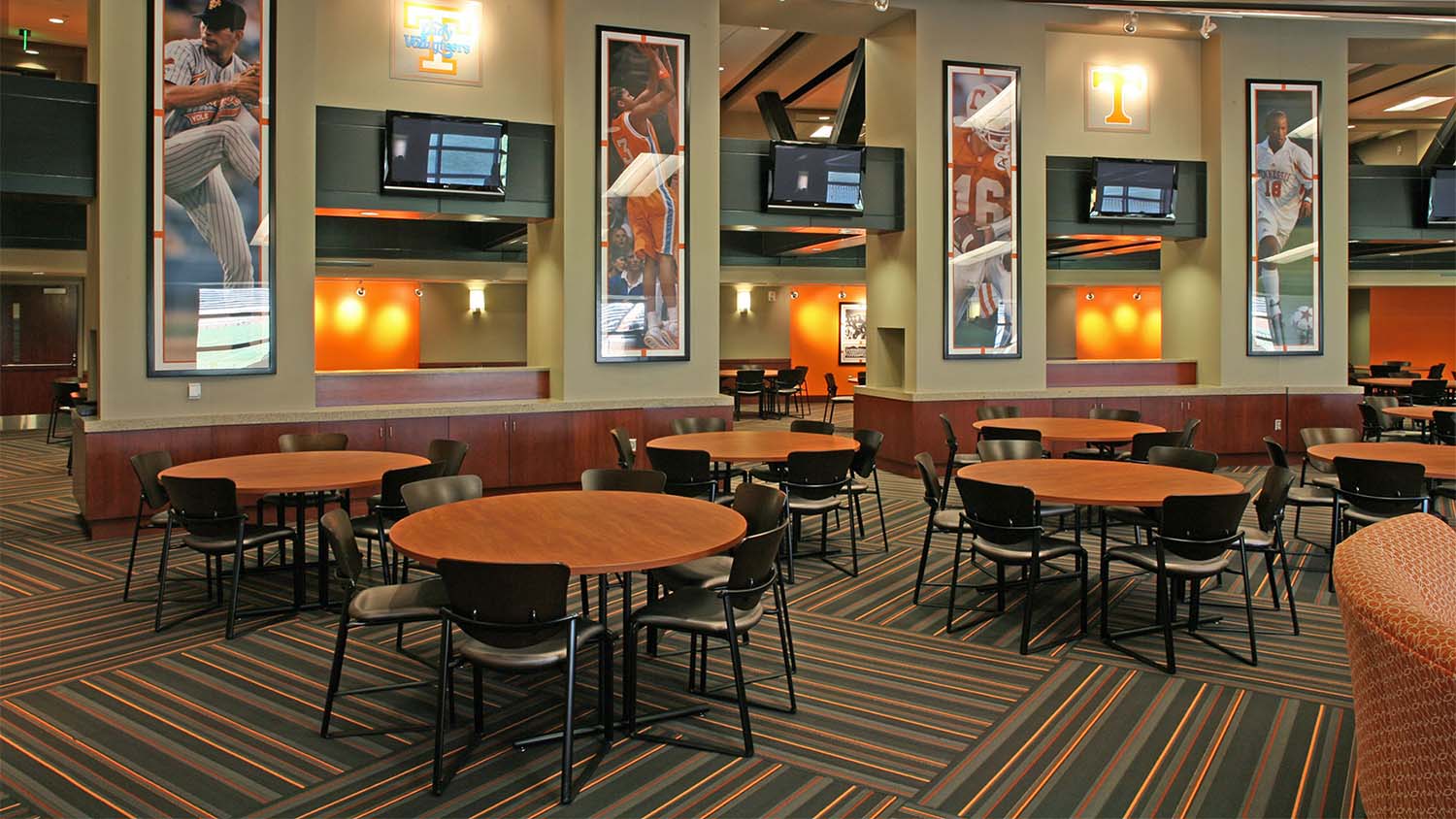 Dining area in the sports complex of the University of Tennessee Neyland Stadium Renovations