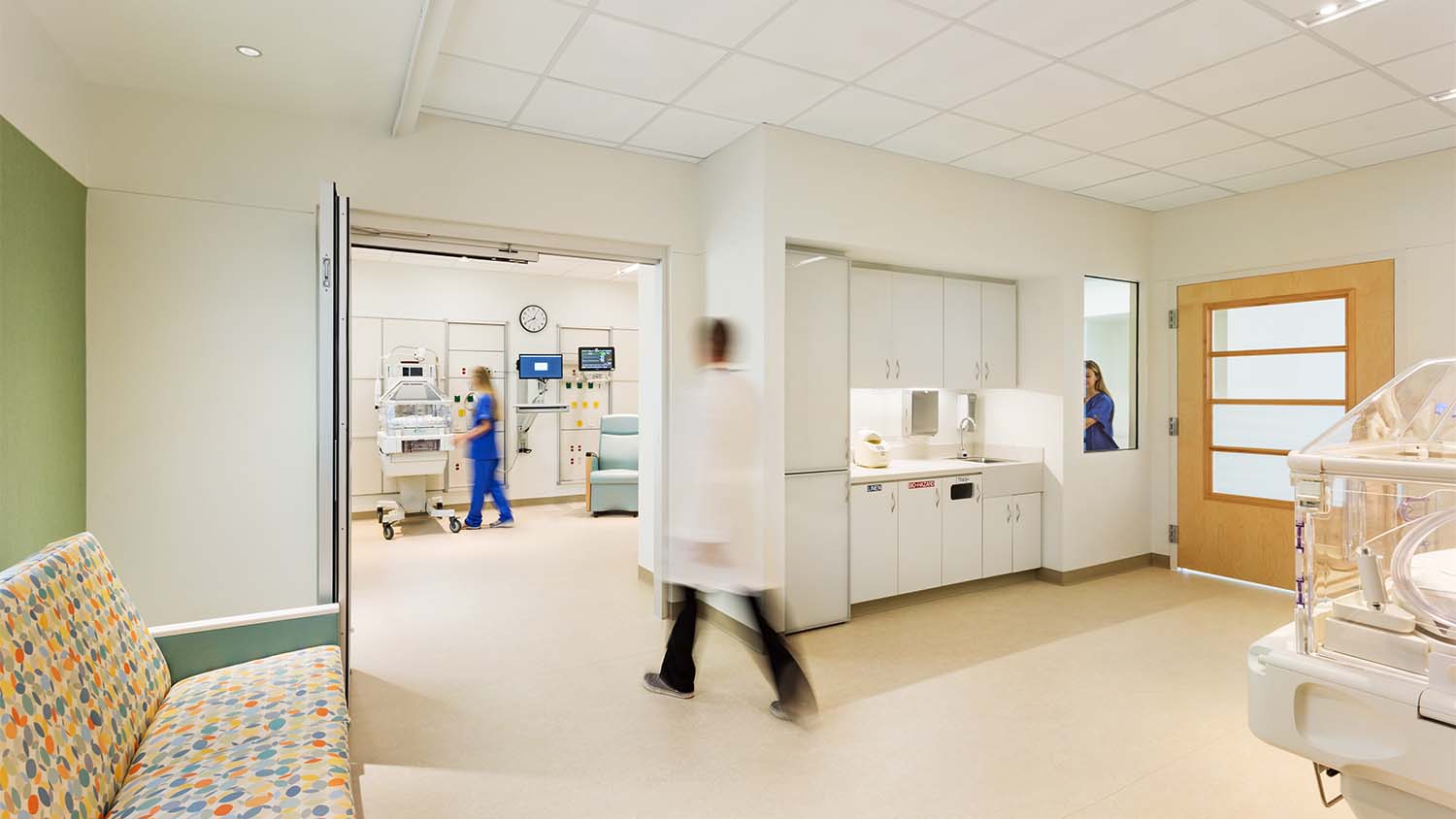 Hallways and patient rooms of the Dolly Parton Children's Hospital Surgery & Neonatal Intensive Care Unit Addition