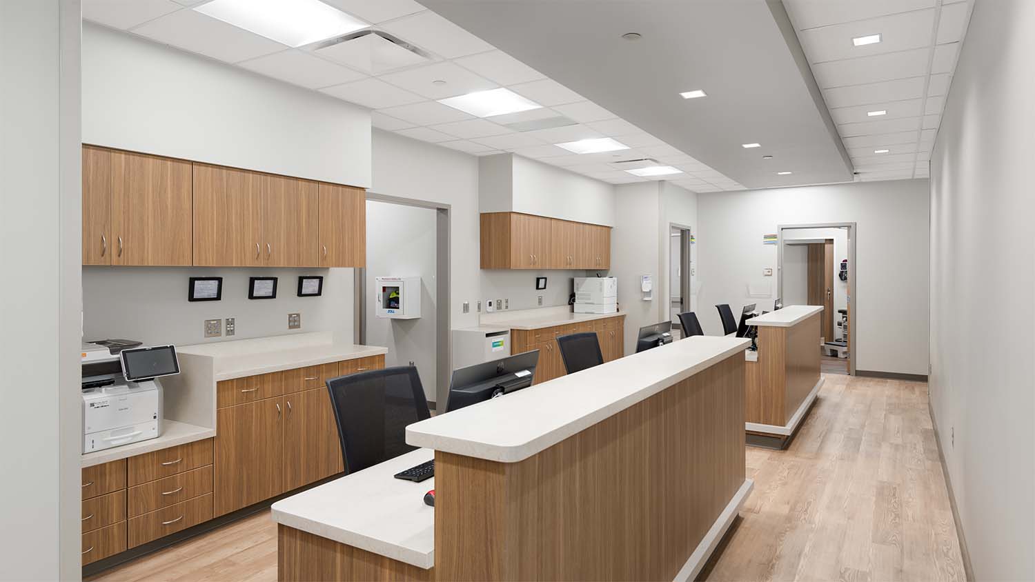 Nurse station of the Covenant Health South Knoxville Medical Office Building by Johnson & Galyon