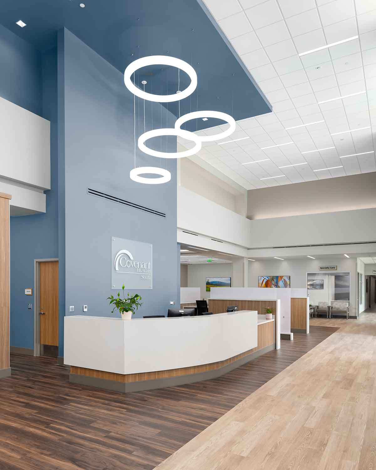 Check-in area of the Covenant Health South Knoxville Medical Office Building by Johnson & Galyon