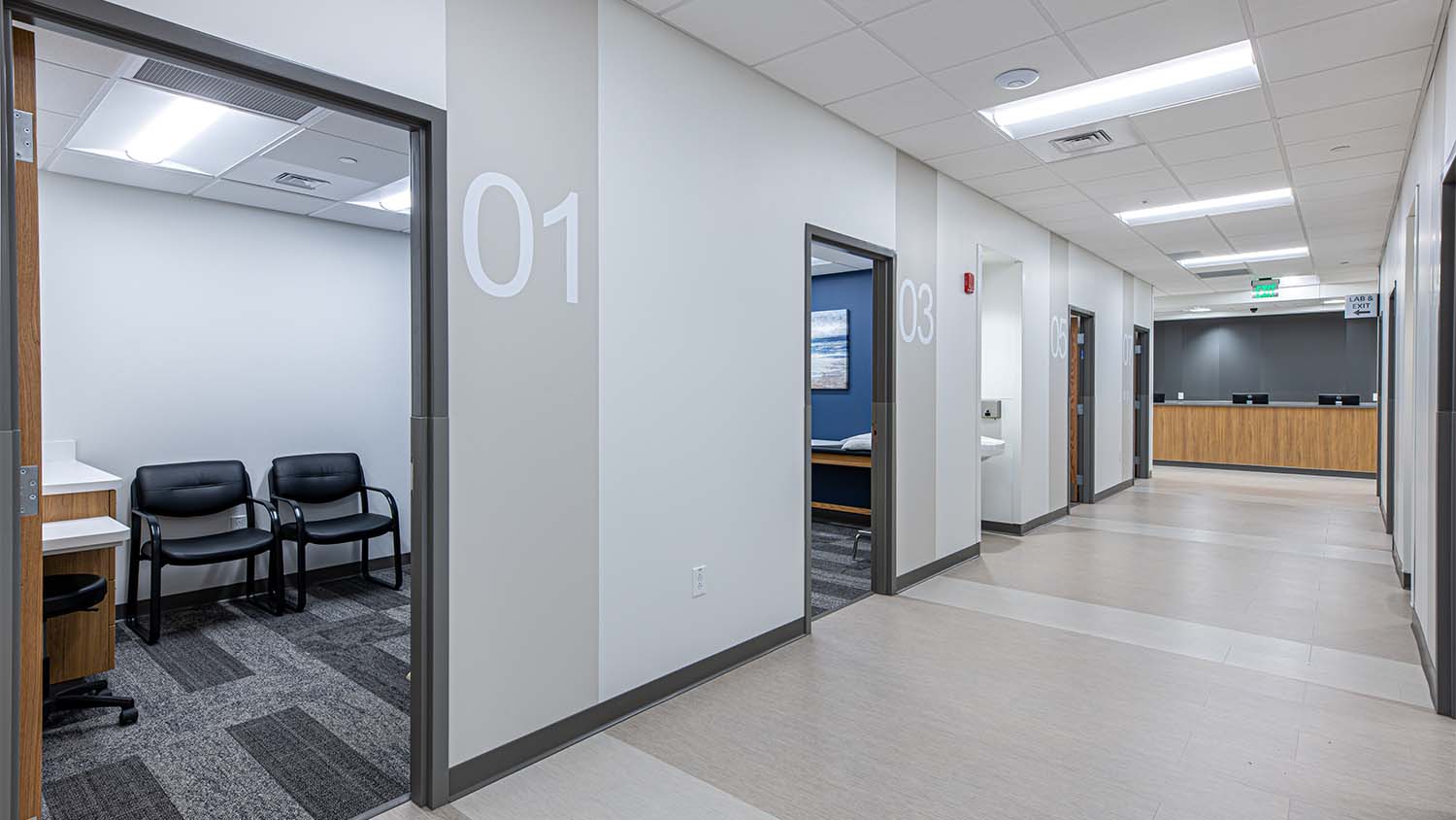 Patient rooms in the Pain Consultants of East Tennessee Clinic and Ambulatory Surgery Center by Johnson & Galyon