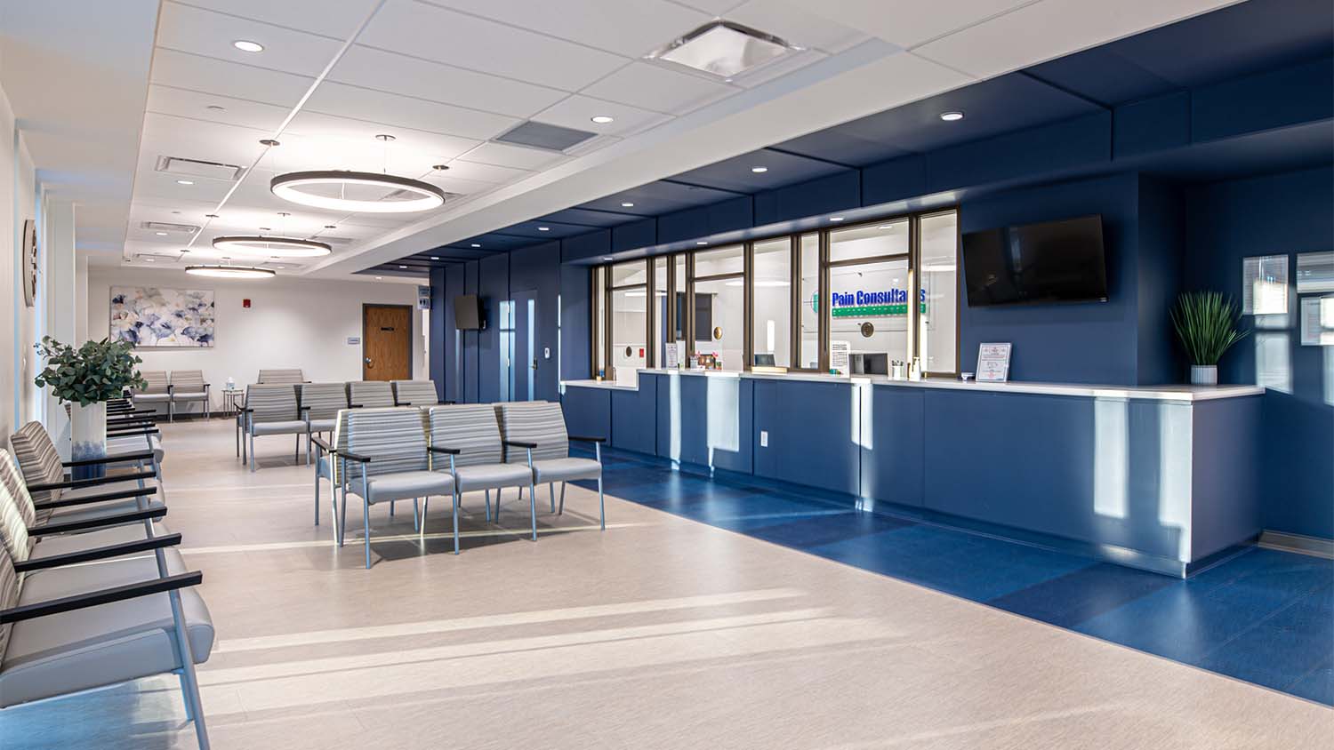 Waiting area and patient rooms of the Pain Consultants of East Tennessee Clinic and Ambulatory Surgery Center by Johnson & Galyon