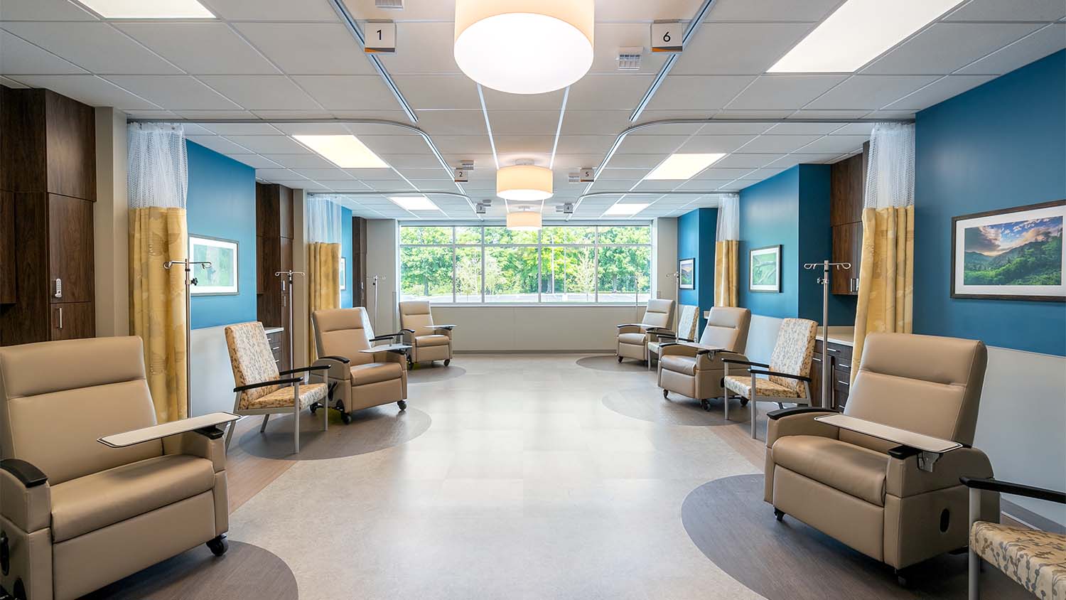 Patient area in the University Health System Blount County Cancer Center by Johnson & Galyon