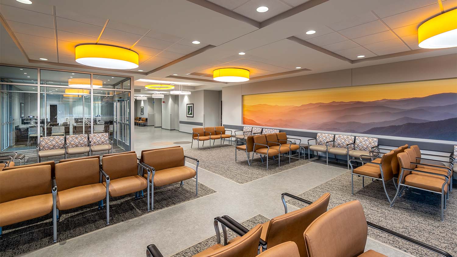 Patient waiting area in the University Health System Blount County Cancer Center by Johnson & Galyon