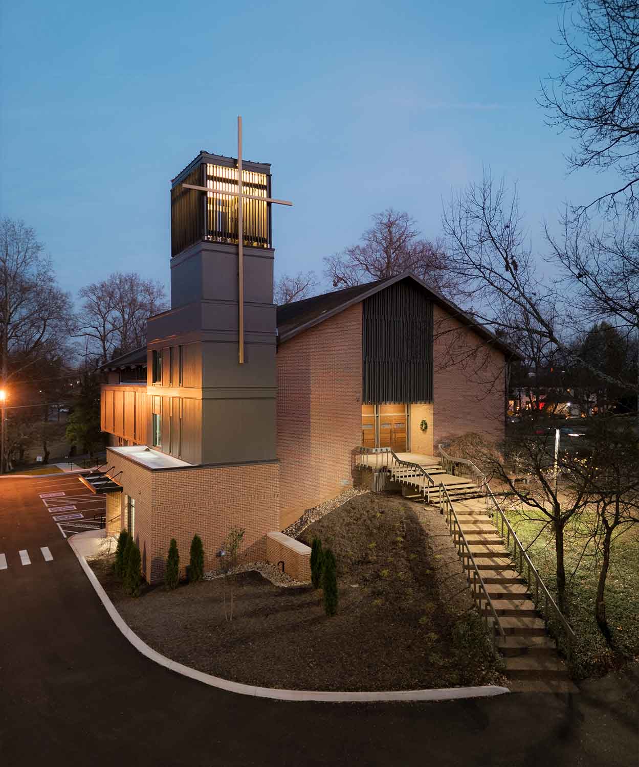 Exterior view of the new addition for the Knoxville First Seventh-Day Adventist Church by Johnson & Galyon.