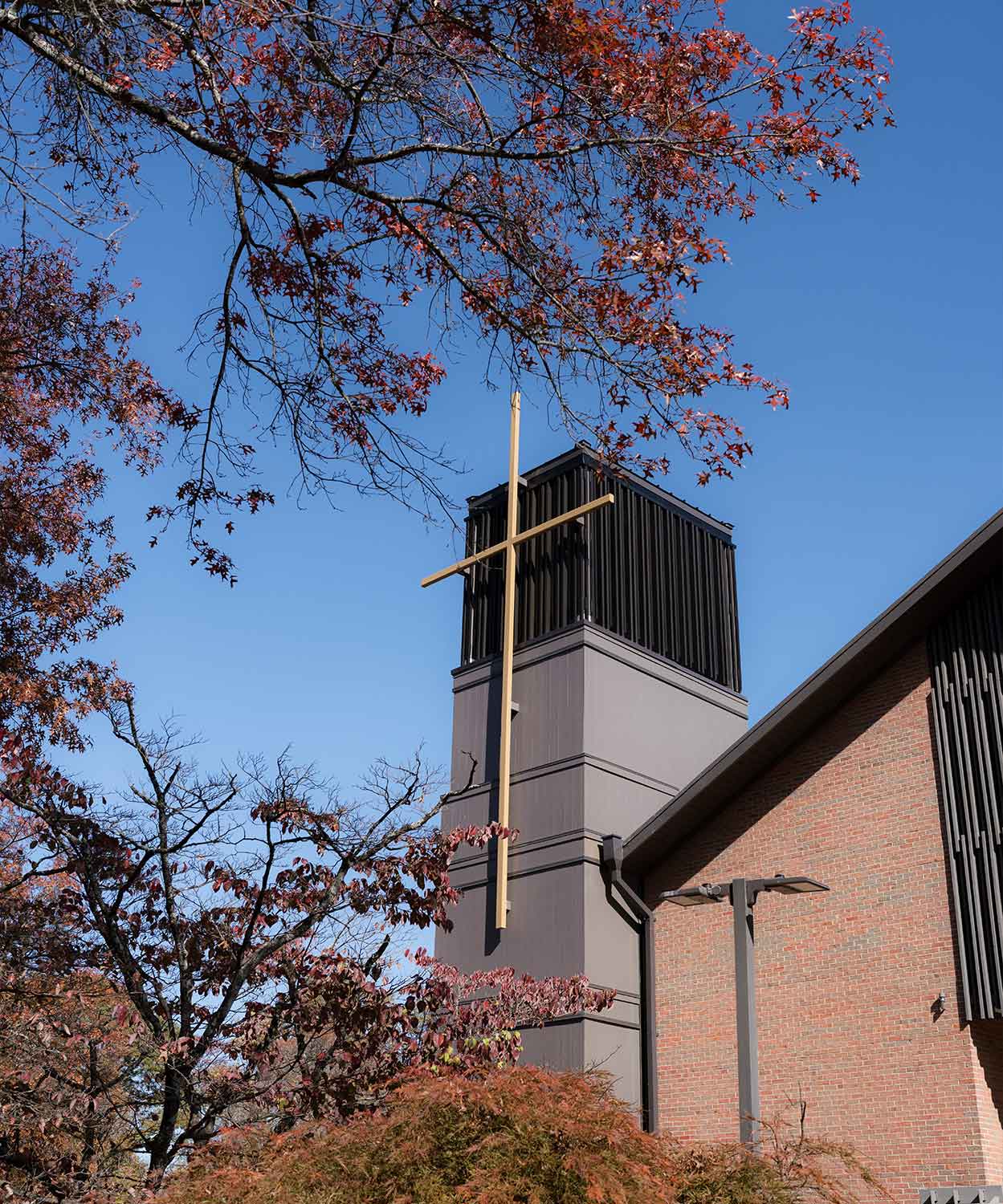 Exterior tower of the new addition for the Knoxville First Seventh-Day Adventist Church by Johnson & Galyon.