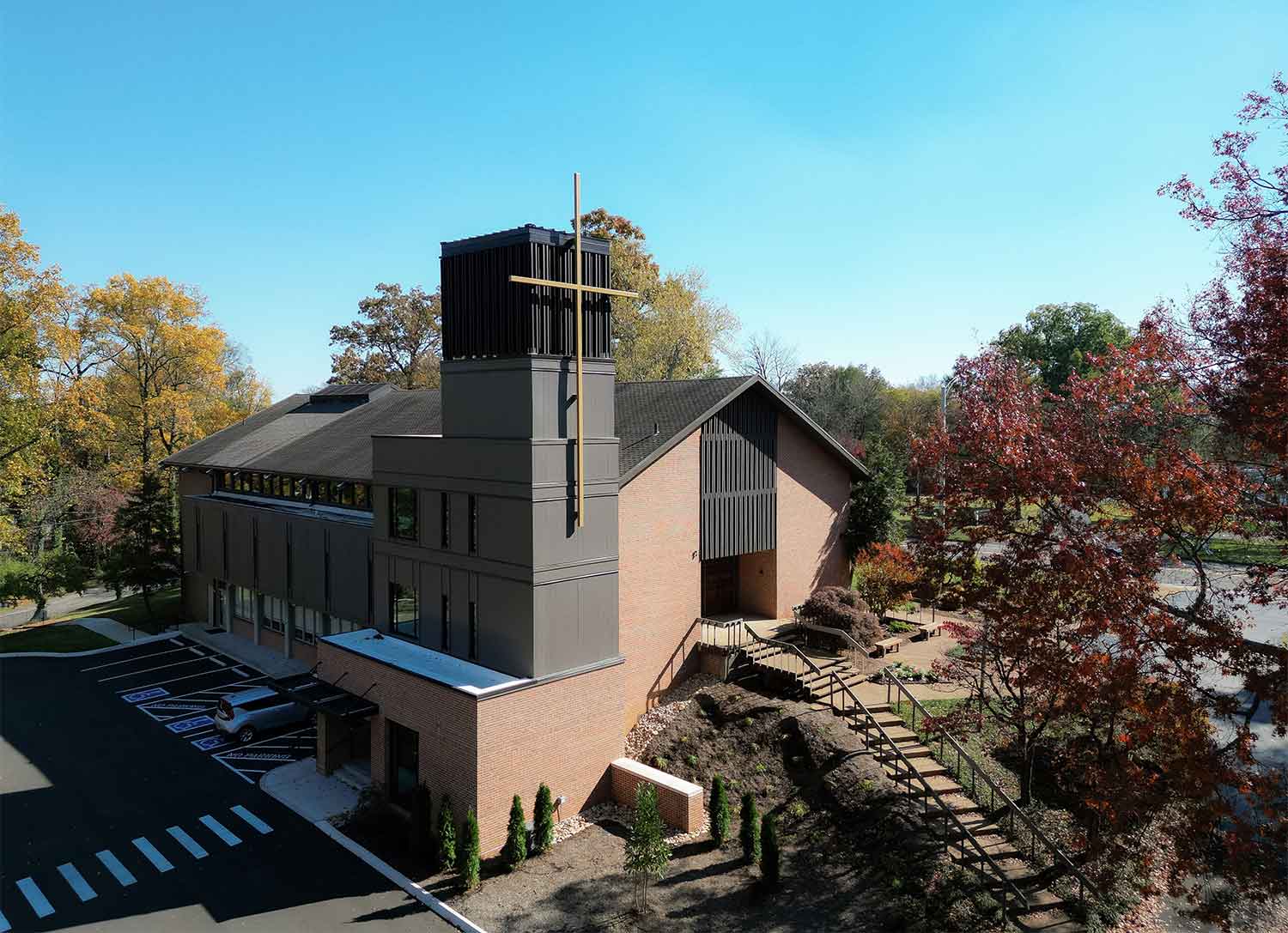 Aerial view of the new addition for the Knoxville First Seventh-Day Adventist Church by Johnson & Galyon.