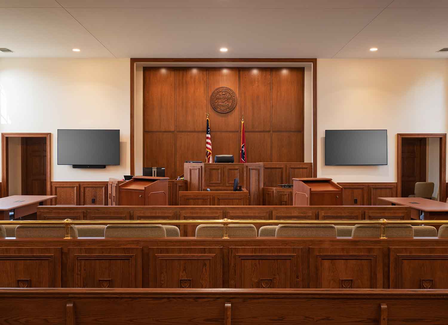 Courtroom inside the newly renovated Loudon County Courthouse by Johnson & Galyon.