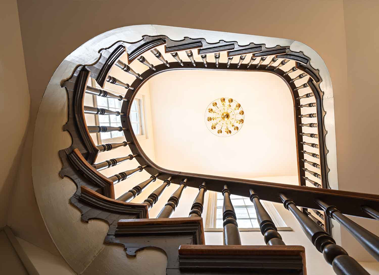 View looking up into the stairwell of the newly renovated Loudon County Courthouse by Johnson & Galyon.