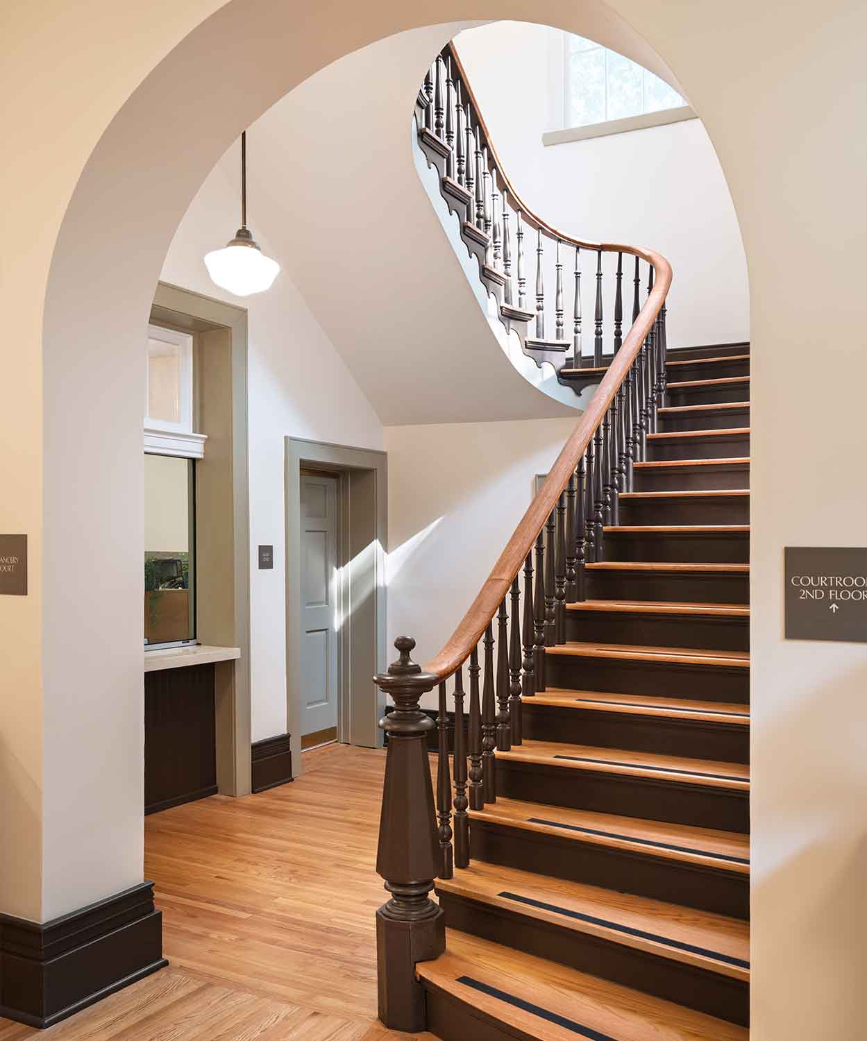Staircase in the newly renovated Loudon County Courthouse by Johnson & Galyon.