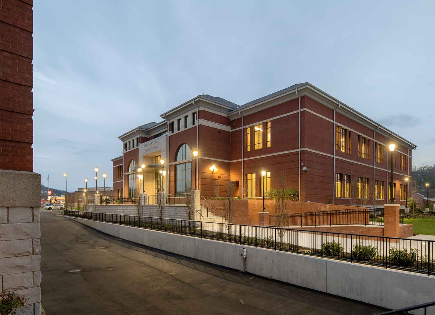 Exterior view of the newly renovated Sevier County Court building in Sevierville, TN by Johnson & Galyon.