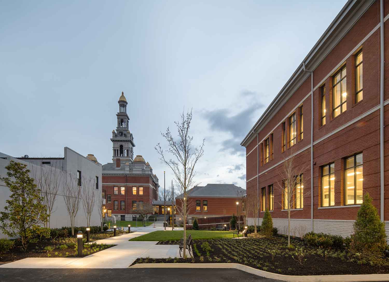 Image of the outside buildings of the newly renovated Sevier County Court building in Sevierville, TN by Johnson & Galyon.