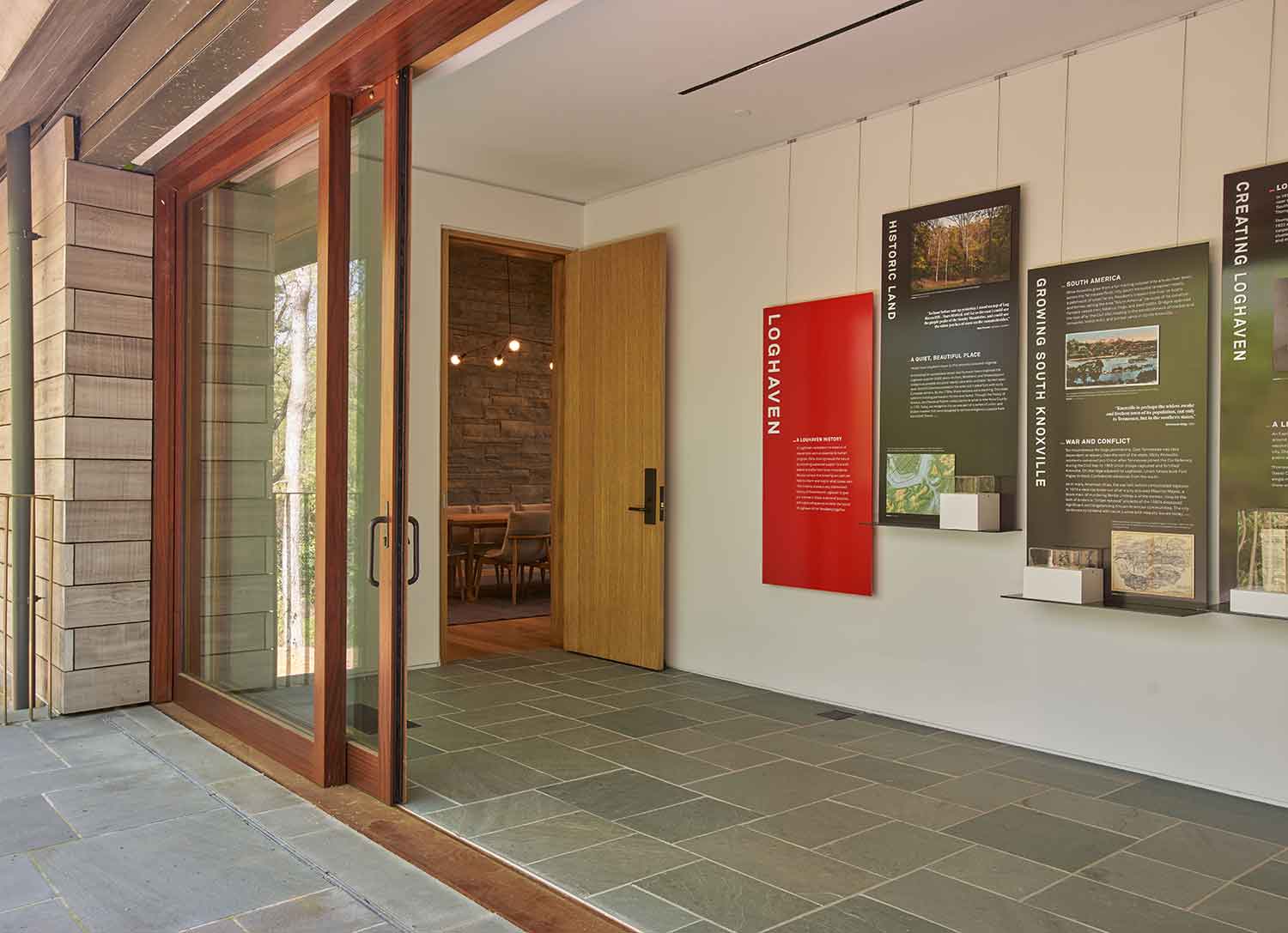 Entranceway of the Loghaven Gateway Building and Artist Studios by Johnson & Galyon.